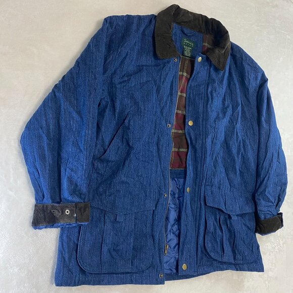 Scandia Woods Button Zip Chambray Corduroy Jacket Plaid Flannel Quilted Lining L - Picture 2 of 16